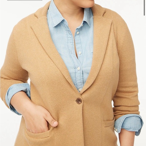 NWOT J. Crew Schoolboy Sweater Blazer in Camel (Heather Acorn) - XXL (size 18) - Picture 8 of 9